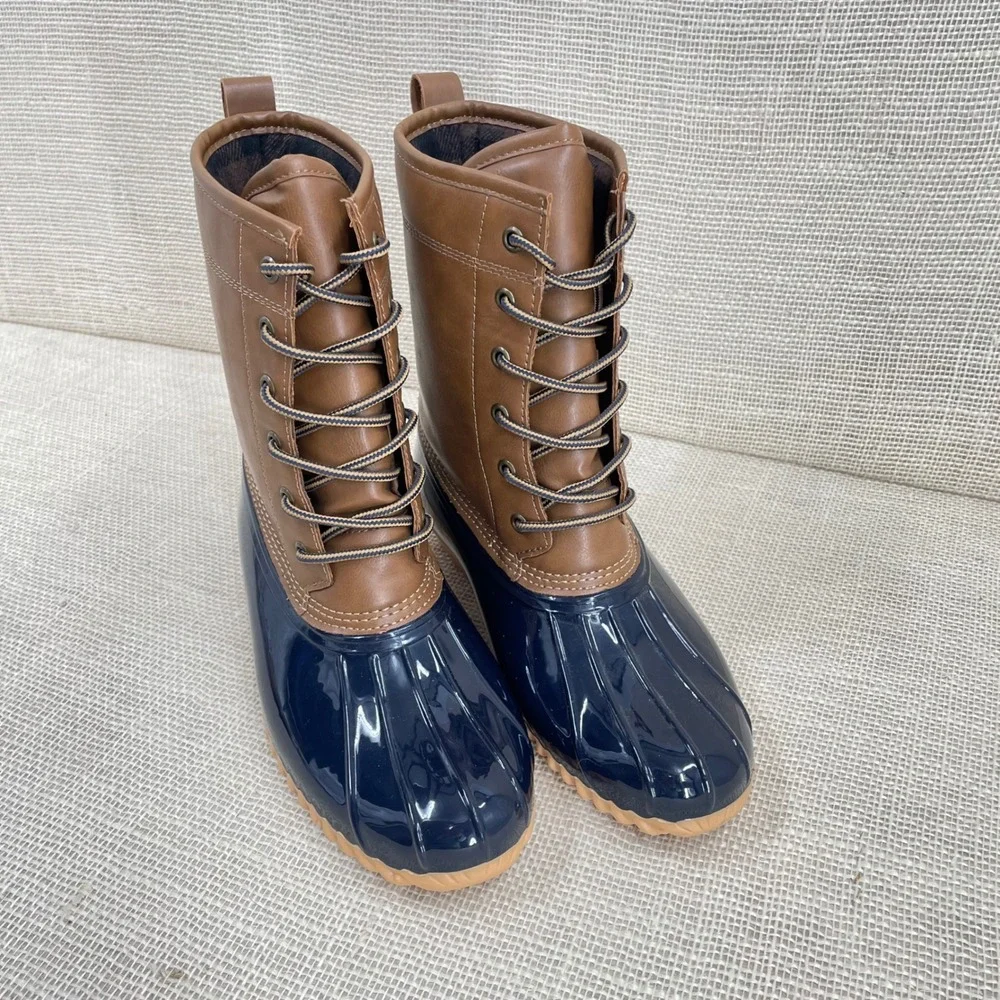 Sporto The Original Duck‎ Boots Women's 9M Ariel Brown Blue Waterproof Lace Up